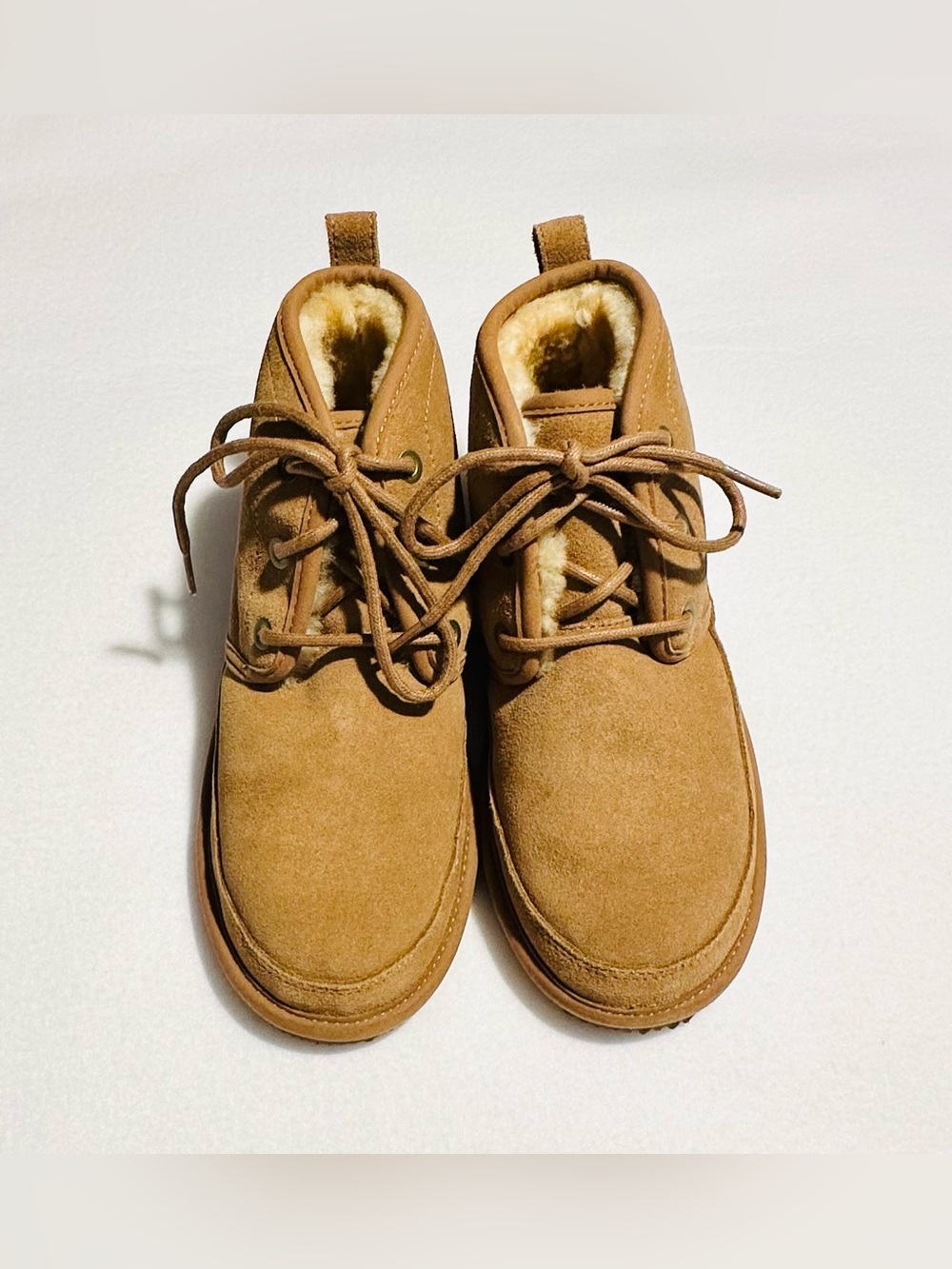 L.L. Bean Women's Wicked Good Lodge Chukka Tan Suede Shearling-Lined Ankle Boots